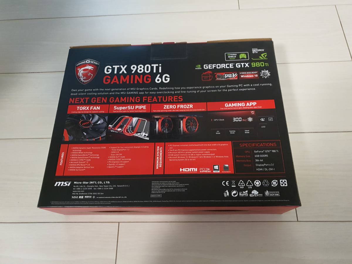 MSI　ビデオカード　GTX 980Ti Gaming 6G Geforce GTX980 Ti_画像2