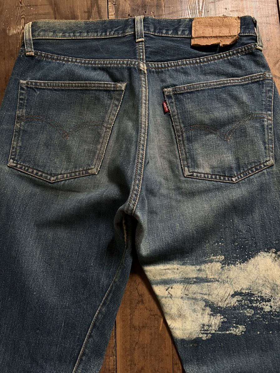 LEVIS 501 BIGE 色落ち抜群 程度抜群 蜂の巣 足長R ブリーチ痕