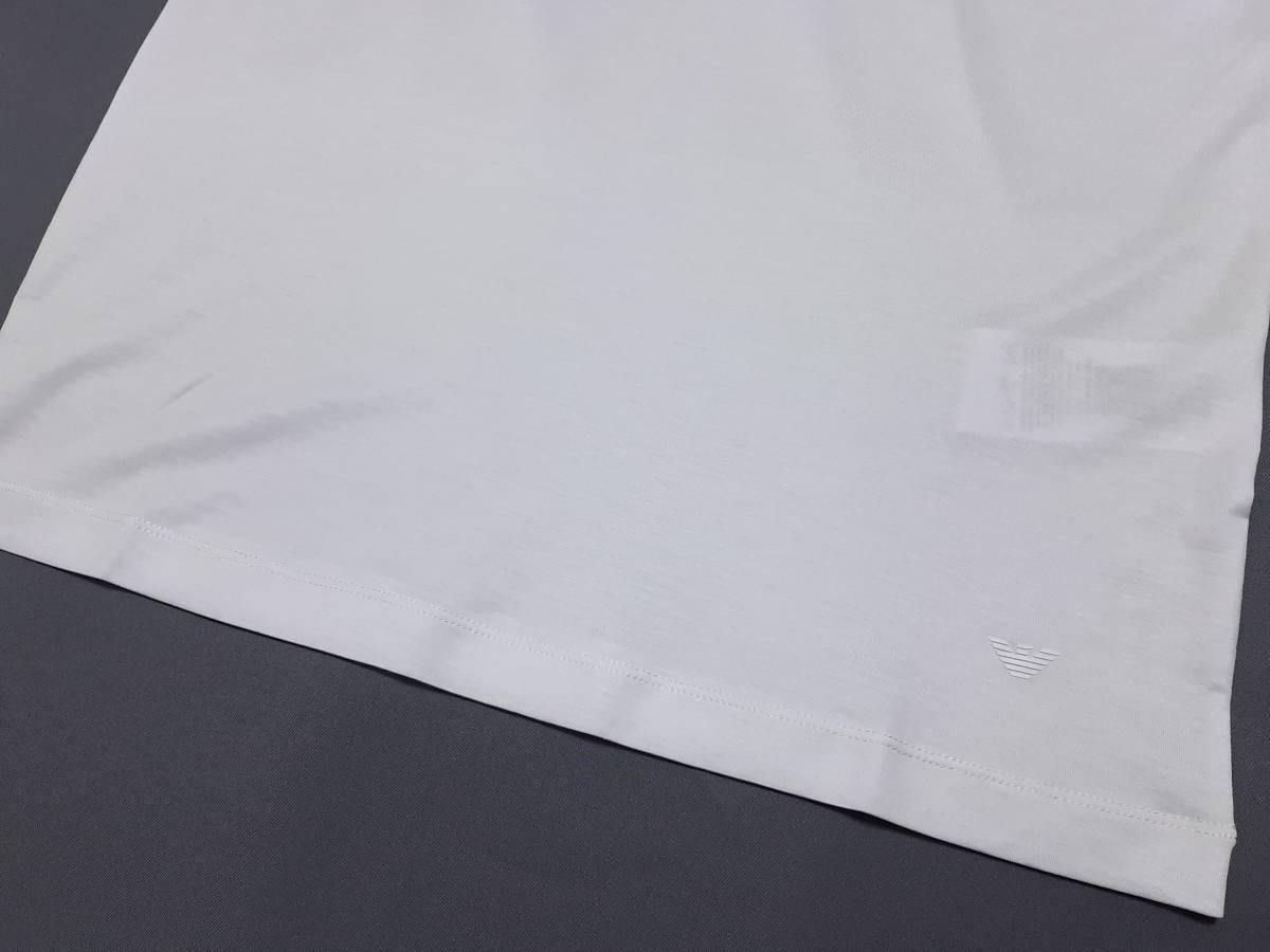 [新品] EMPORIO ARMANI　定番無地となる、ジャージ素材の【メンズ・半袖Tシャツ】◆2021-22年秋冬モデル　サイズ：L(50相当)　◆色：白_画像4