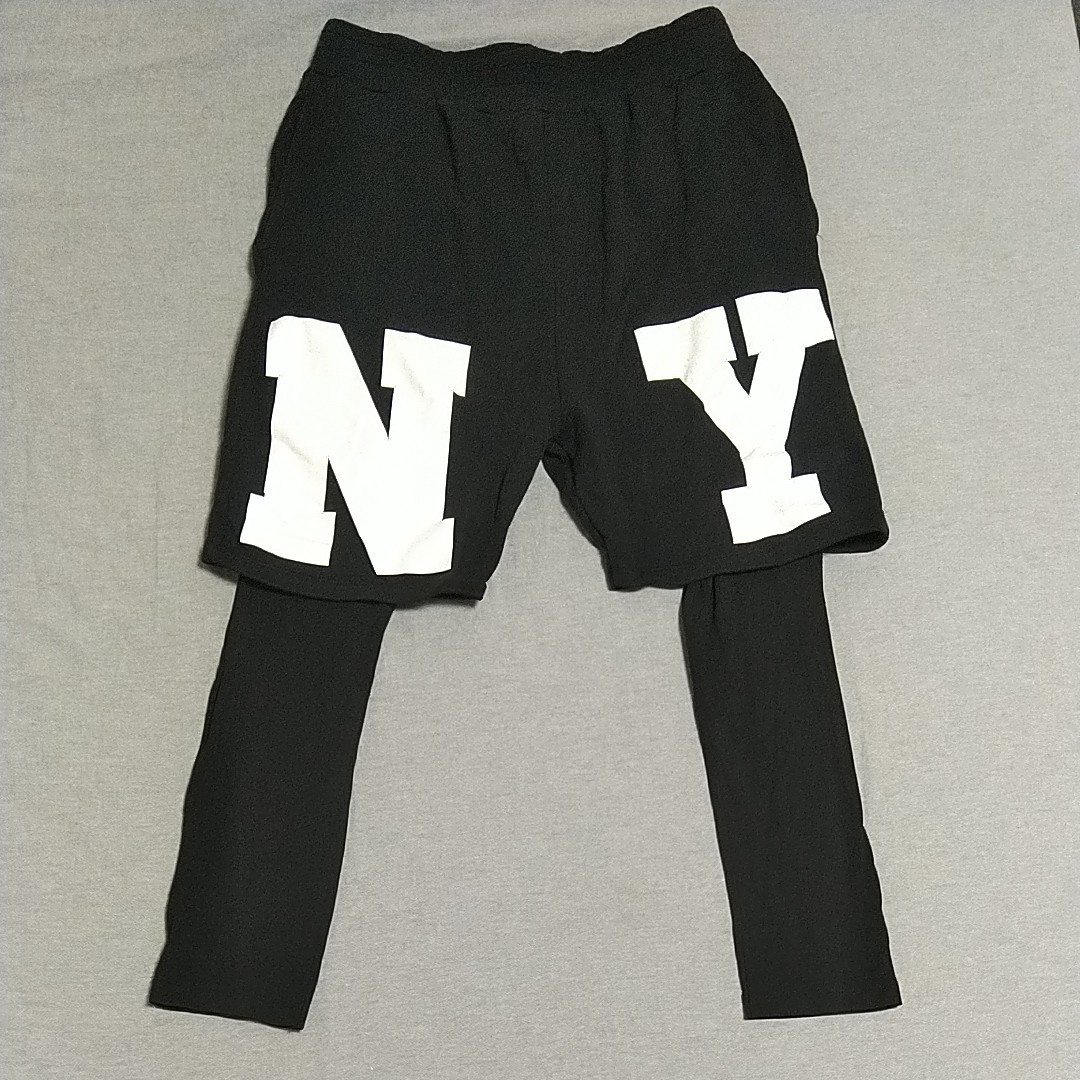 【ZARA 】ザラ メンズ レギンス一体型 スウェット ハーフパンツ NY ロゴ入り