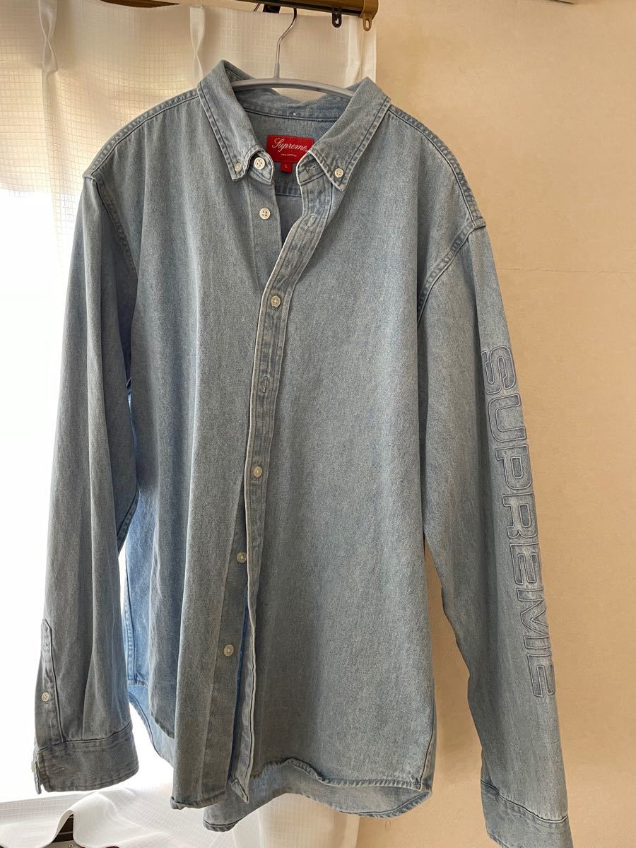即出荷可能 SUPREME 21AW アップリケデニムシャツ 長袖 M ブルー