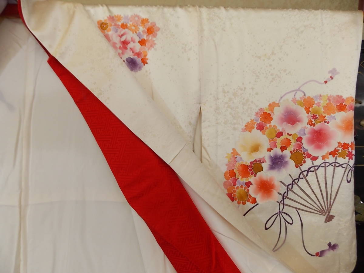  kimono now former times 3782 attaching lowering silk .. eyes weave ..( smooth . lustre . exist ) hand .. processing flower . pattern 
