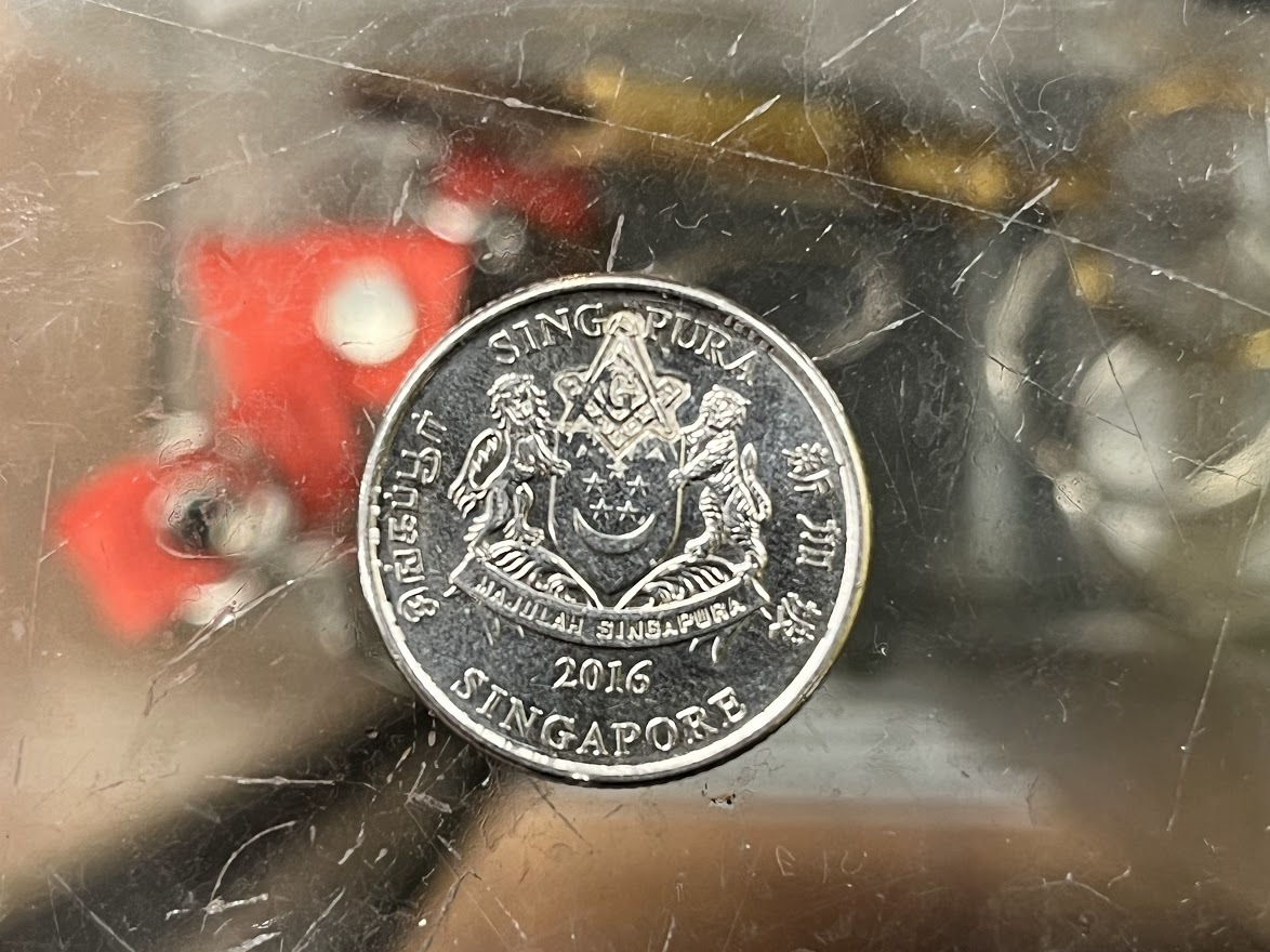 フリーメイソン コイン 硬貨 20セント フリーメーソン 秘密結社 イルミナティ お守り シンガポール 2016年 アノニマス 米軍 米軍基地_画像1