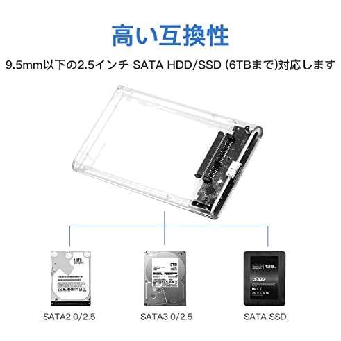 2.5インチ HDD ケース USB3.0 SSD ボックス SATA III 外付けハードディスク 5Gbps 高速データ転送 UASP対応 透明シリーズ ポータブル SSD_画像5