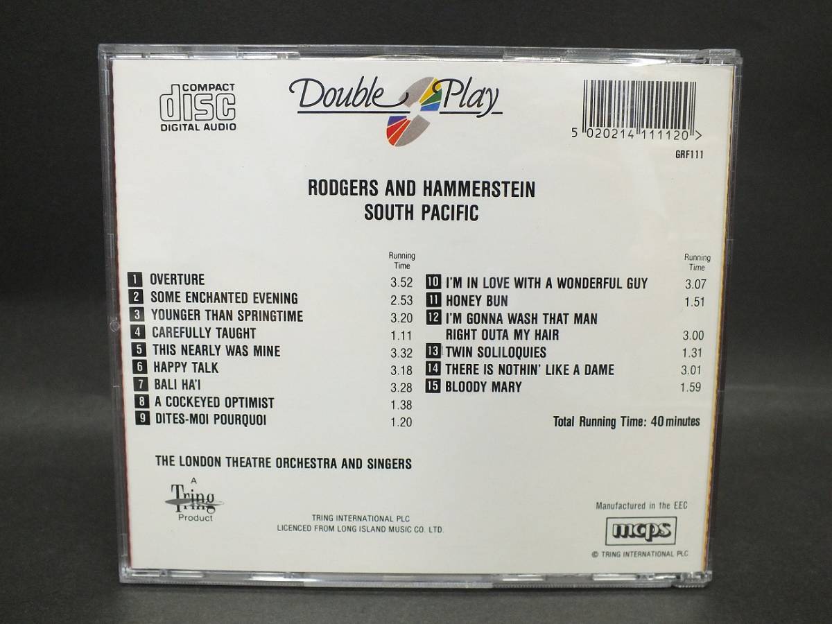 〇 CD Double Play RODGERS AND HAMMERSTEIN SOUTH PACIFIC 15曲入りの画像2