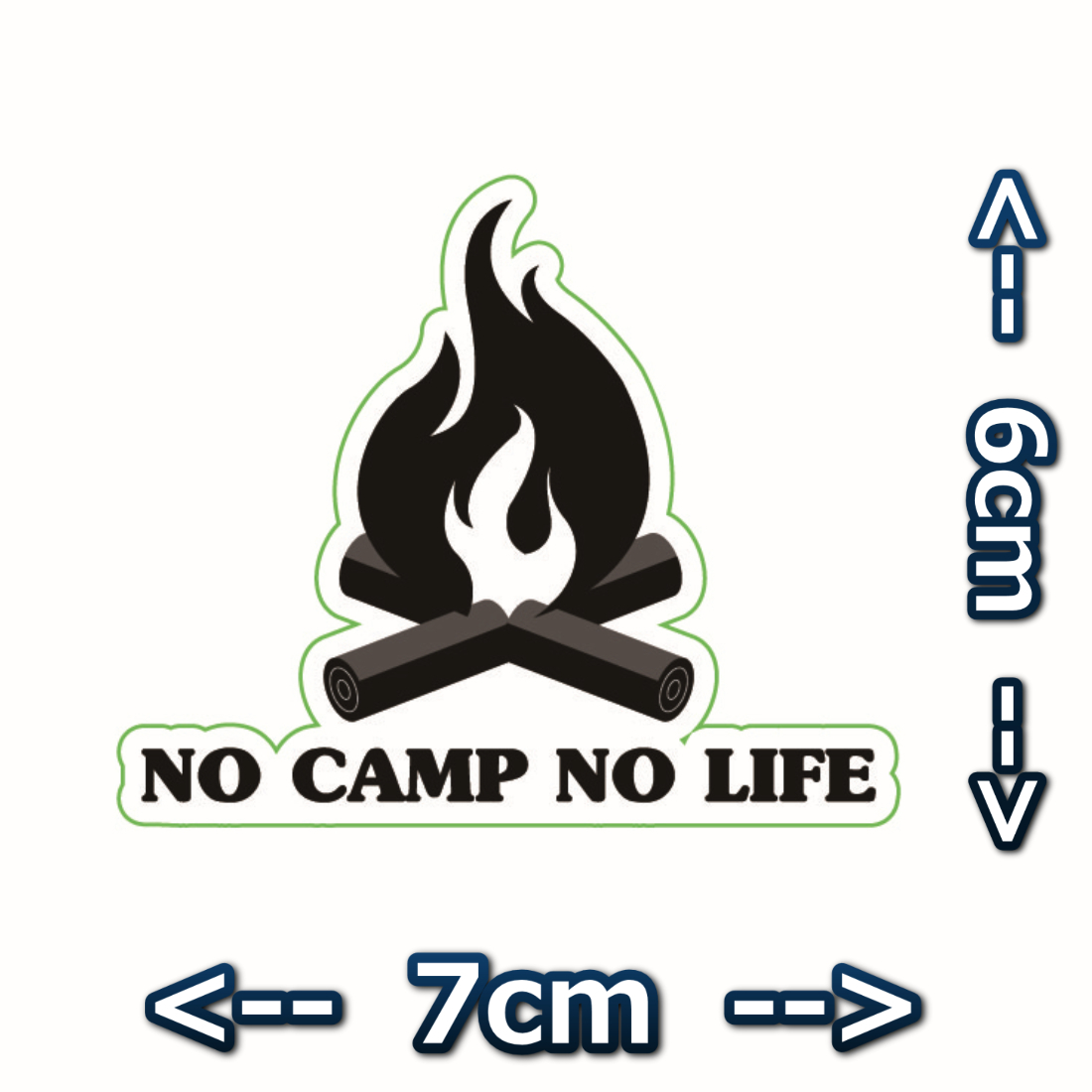 焚き火 NO CAMP NO LIFE 透明ステッカ－ シール 7*6cm アウトドア キャンプ用品 クーラーボックス カスタマイズ_画像2