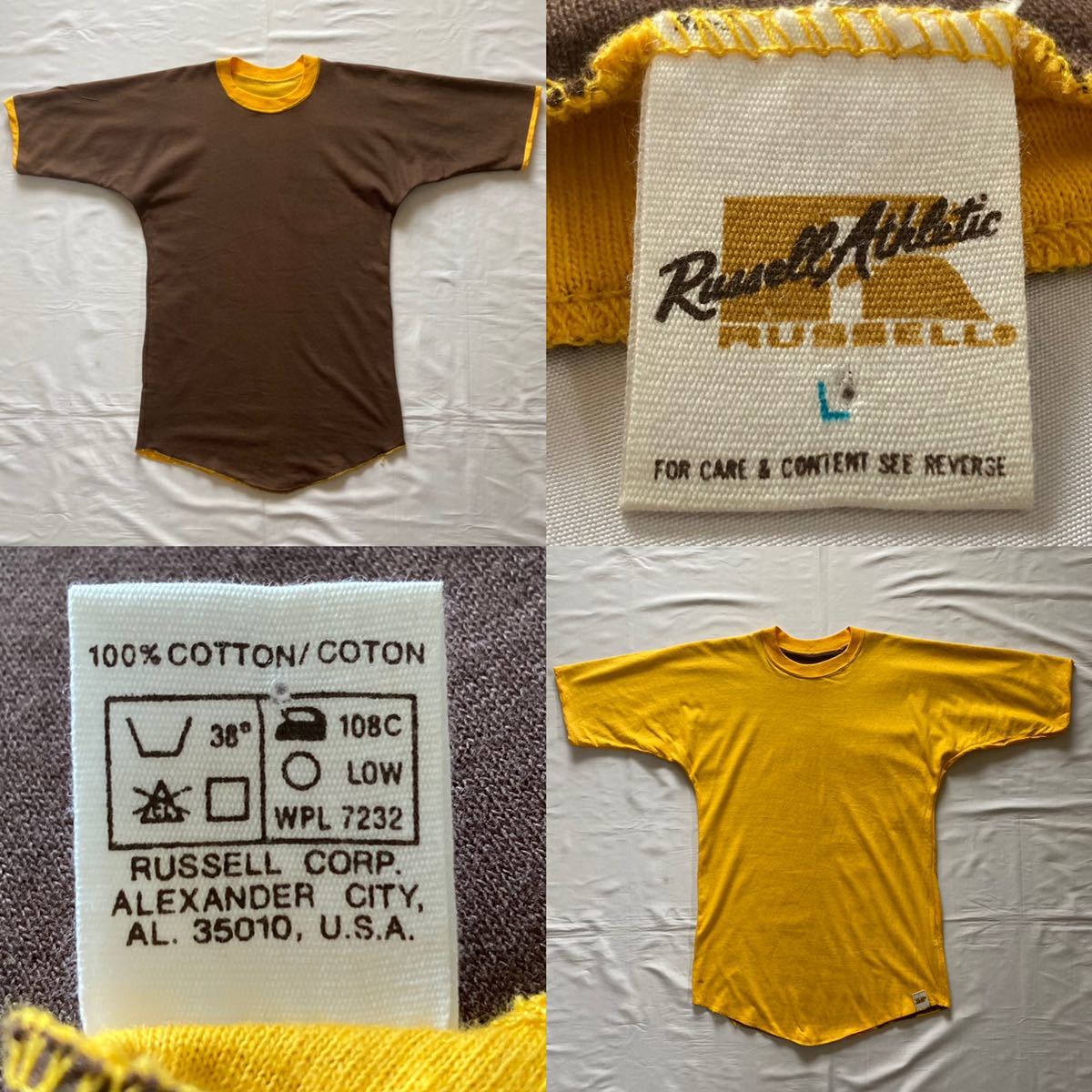 超美品 貴重 ブラウン&黄色 金タグ オリジナル 70's80's ラッセルアスレチック russell athletic vintage ビンテージ Lサイズ リバーシブル_画像1