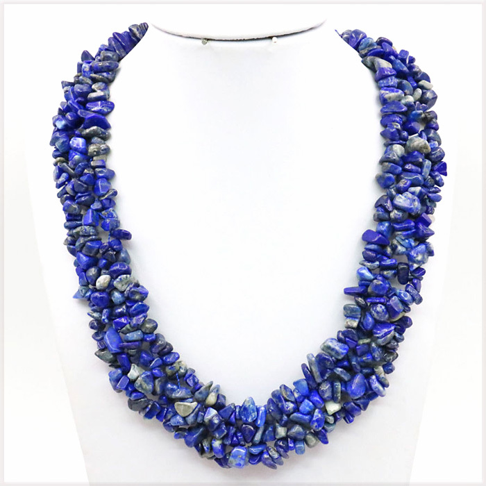 [NECKLACE] Lapis Lazuli Stone ブルー ラピスラズリ ストーン イレギュラー チップ 450mm ショート チョーカー ネックレス 【送料無料】_画像1