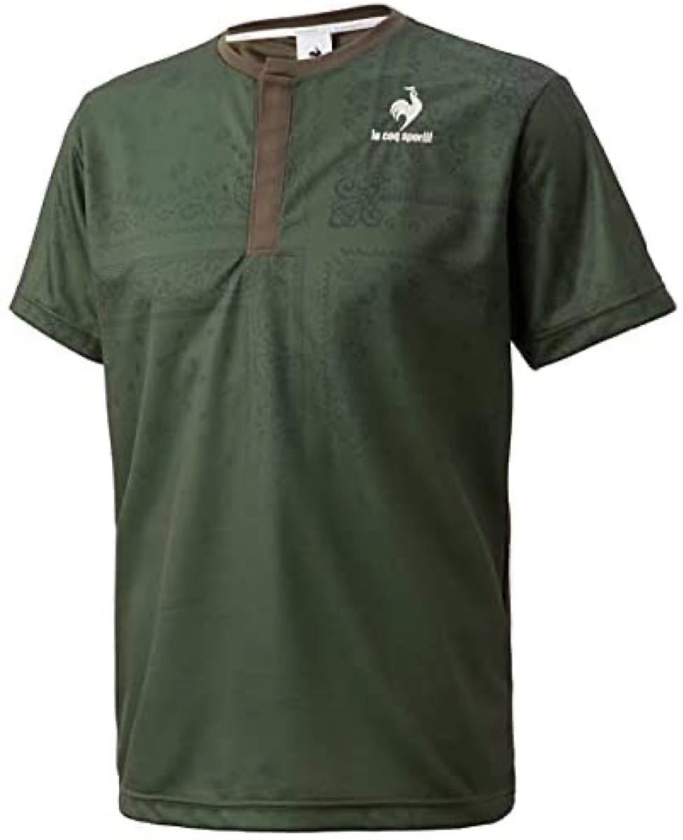 le coq sportif ルコックスポルティフ テニスウェア 半袖Ｔシャツ カーキ(緑) QTMSJA10 メンズL 新品