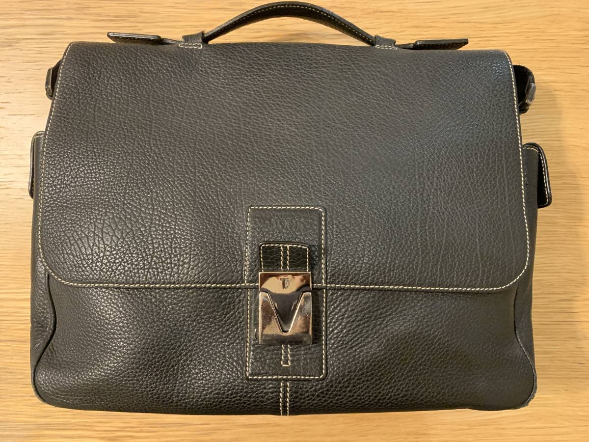TOD'S トッズ ラバーペブル付 2WAY ブリーフケース ショルダーバッグ