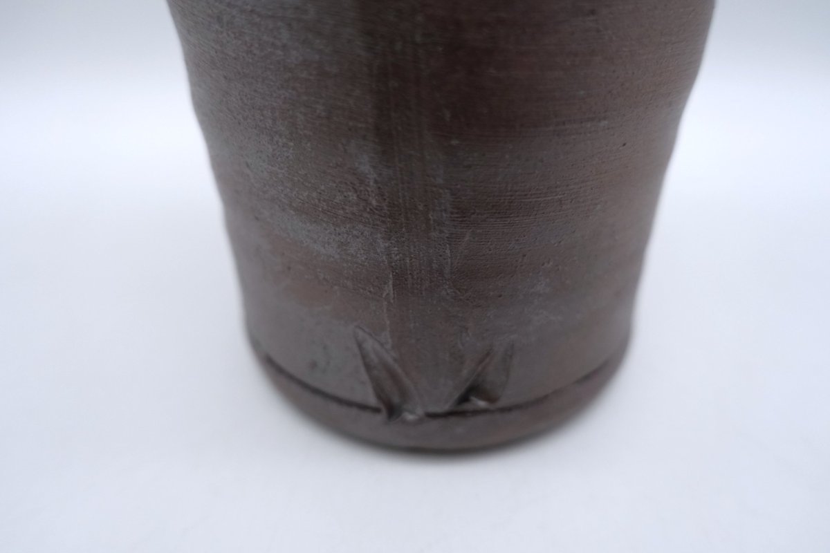 備前焼 唐桶 報徳 花入れ 花器 花瓶 新品 報徳 備前焼 唐桶 報徳 花入れ 花器 花瓶 新品 報徳