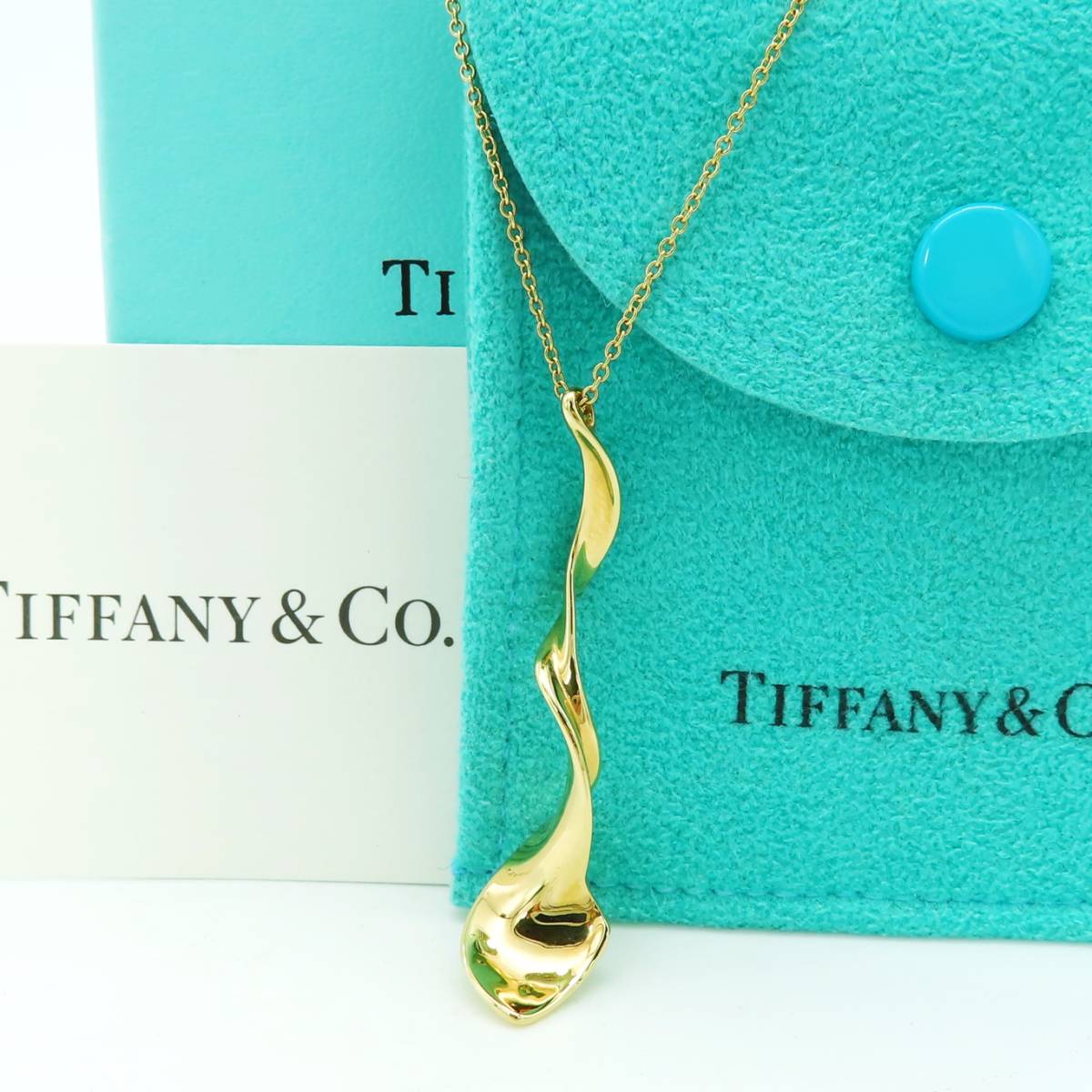 極希少 美品 Tiffany&Co. ティファニー スパイラル イエローゴールド ネックレス 750 K18 フランク ゲーリー オーキッド LL5