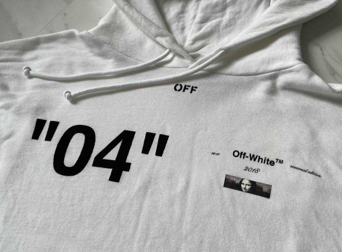 超 美品 名作 希少 国内正規品 OFF WHITE 18AW 04 MONALISA モナリザ アート スウェット パーカー XL ホワイト VIRGIL ABLOH オフホワイト_画像6