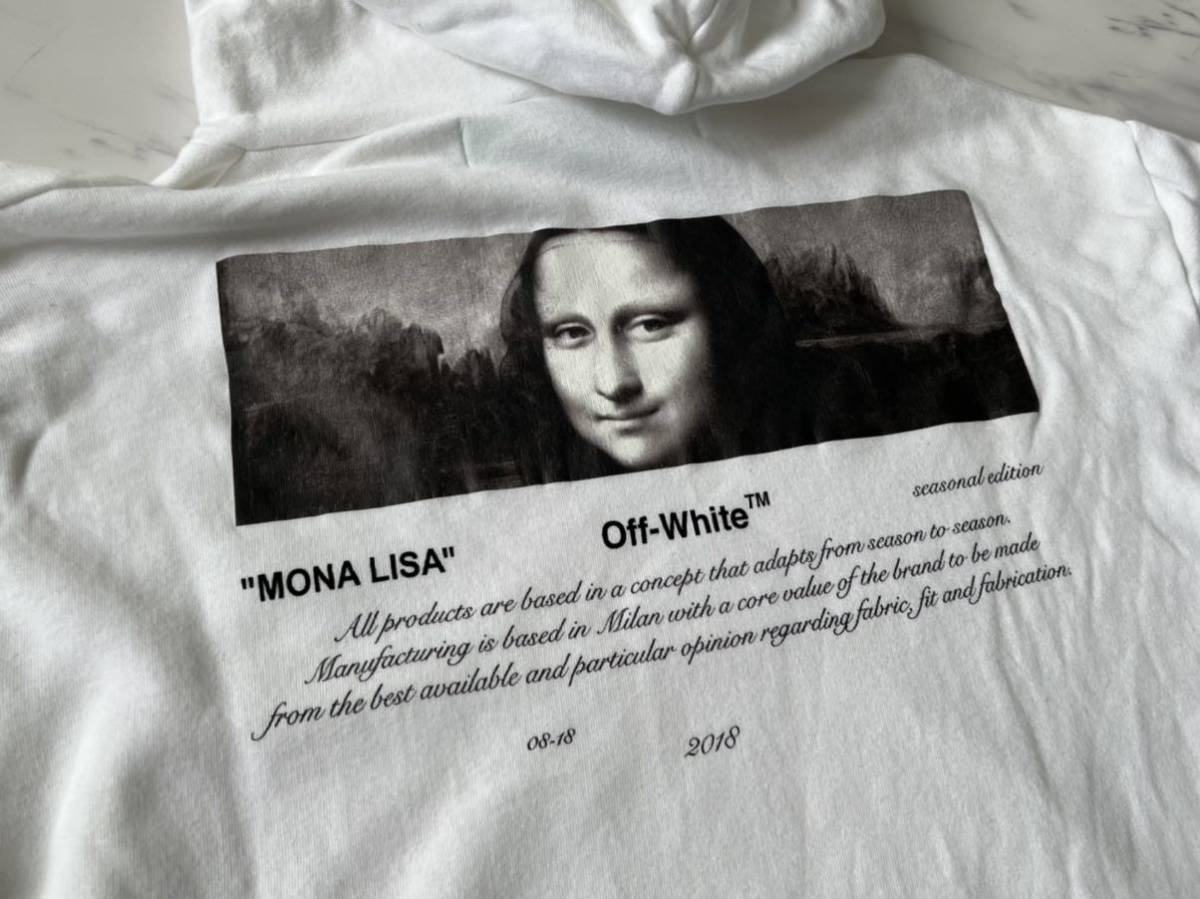 超 美品 名作 希少 国内正規品 OFF WHITE 18AW 04 MONALISA モナリザ アート スウェット パーカー XL ホワイト VIRGIL ABLOH オフホワイト_画像5