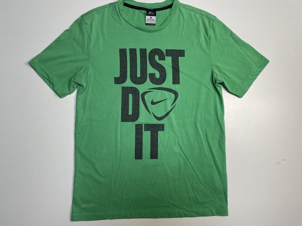 ☆US古着 NIKE ナイキ DRI-FIT ドライフィット 速乾 スポーツ 文字デカプリント グリーン緑【M】コットンポリ　　　　　◆3340◆_画像5