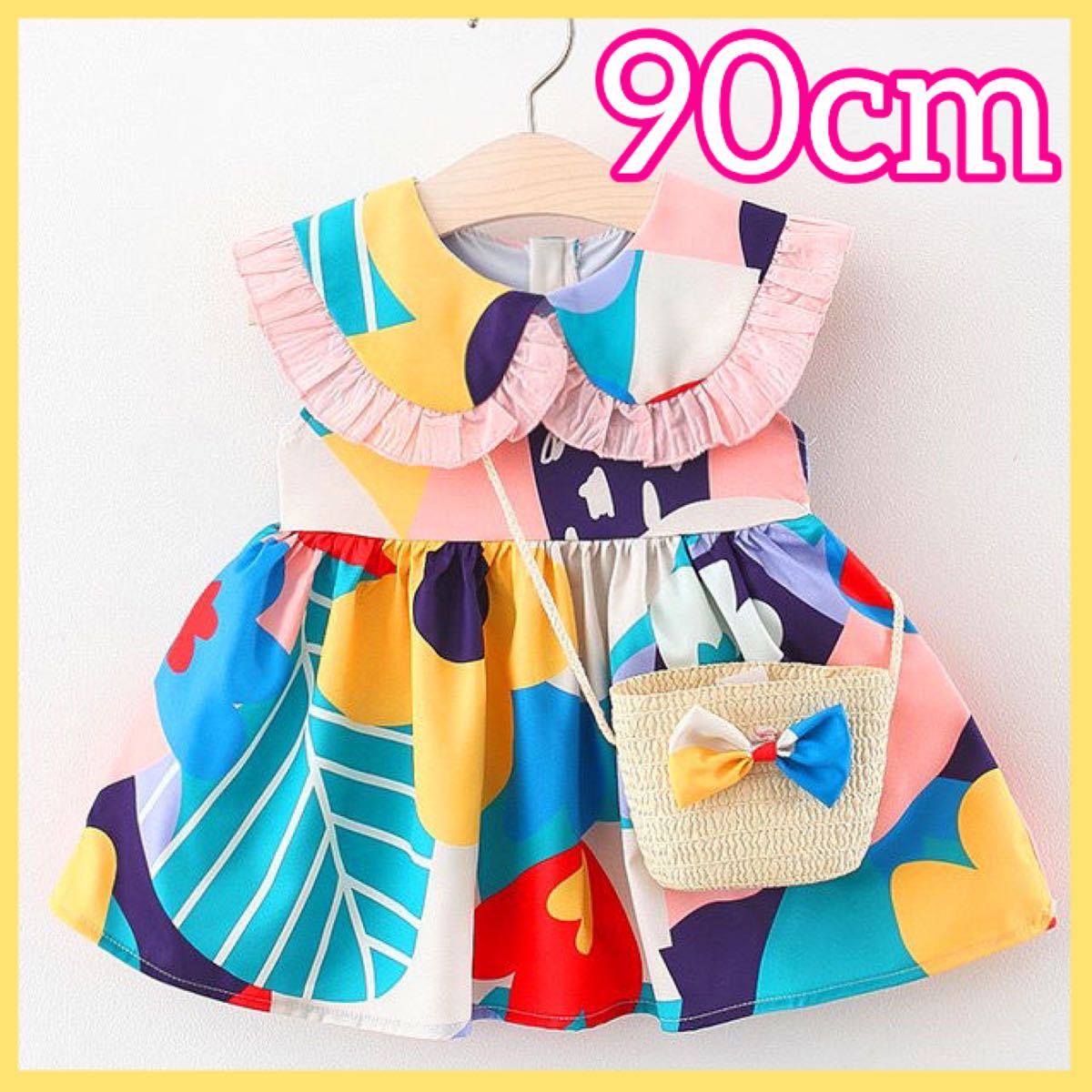 2 point set child clothes Kids One-piece baby child clothes new goods girl 90. hand total pattern summer no sleeve tunic tops new goods unused floral print 