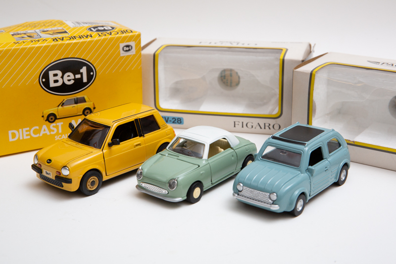 珍品、日産フィガロ、パオ、Be-1のミニカー3セット