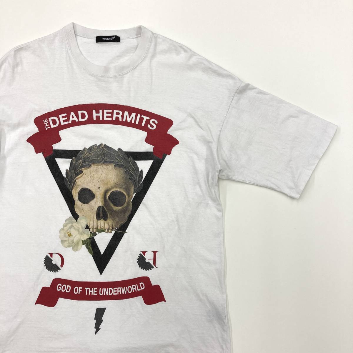 19SS UNDERCOVER ビッグシルエット スカル ローズ Tシャツ DEAD HERMITS ホワイト 3サイズ アンダーカバー 半袖 カットソー archive 0309の画像1
