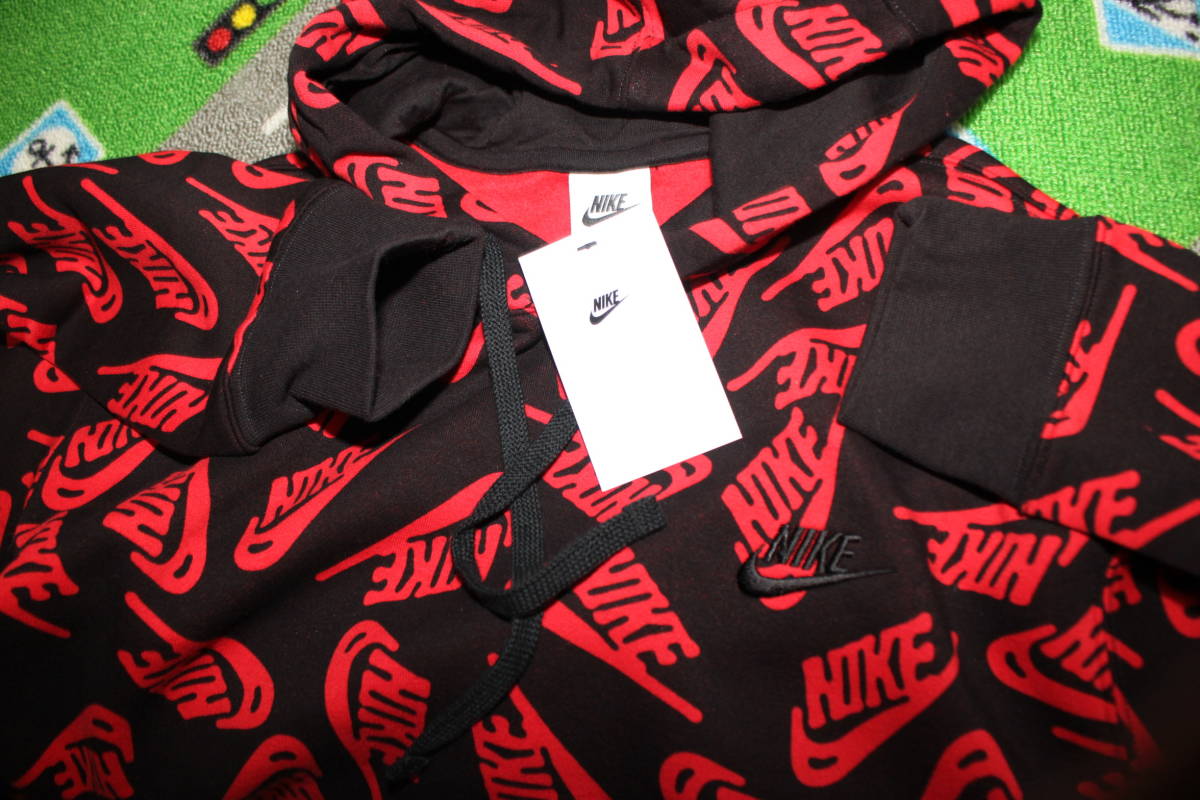 未使用ナイキNIKE L 赤黒 裏起毛 スウェットパーカー SPE+ プル 未使用ナイキNIKE L 赤黒 裏起毛 スウェットパーカー SPE+ プル