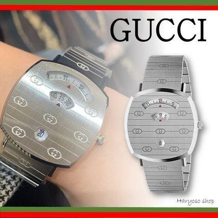 【定価２3万】GRIP 腕時計 アナログ YA1574210 グッチ グリップ　シルバー　銀　メンズ　時計　限定　ユニーク　youtube モデル