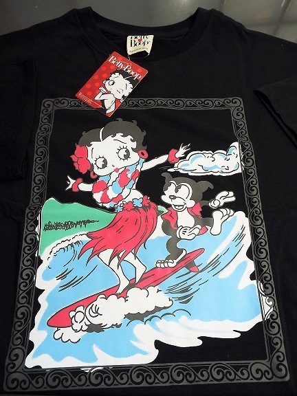 ベティーブープ ハワイアン ブラック Mサイズ 天竺 綿100% 半袖 チュニック 新品 BettyBoop_画像10