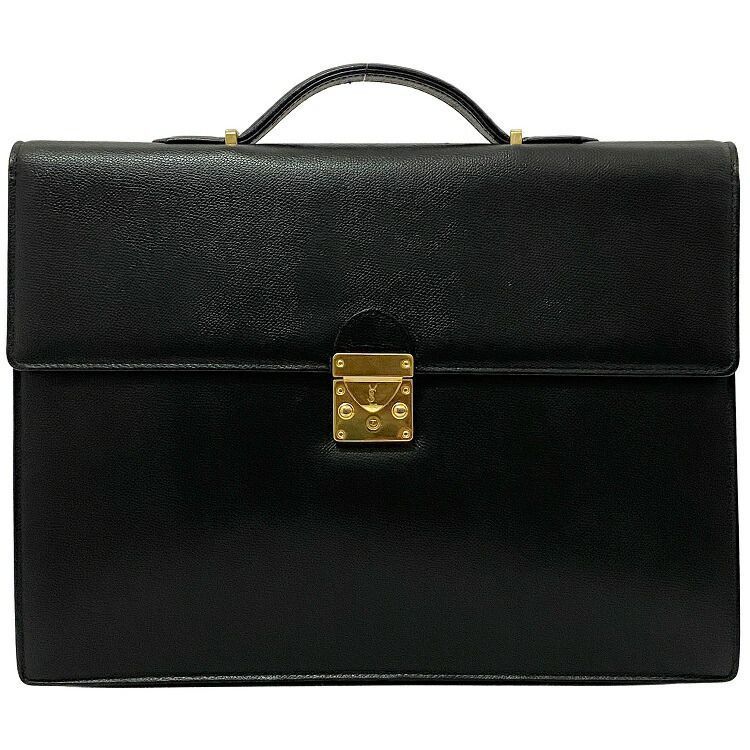 イヴサンローラン ビジネス バッグ ブラック ゴールド 美品 レザー