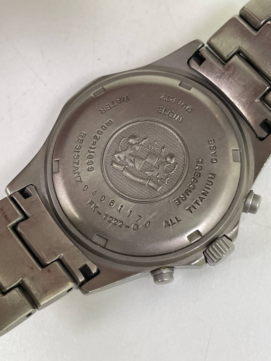 MM0405-33 6196【1円スタート】腕時計　エルジン　ELGIN　ダイバー　クロノグラフ　FK-1222-G　チタン ソーラー　メンズ_画像7