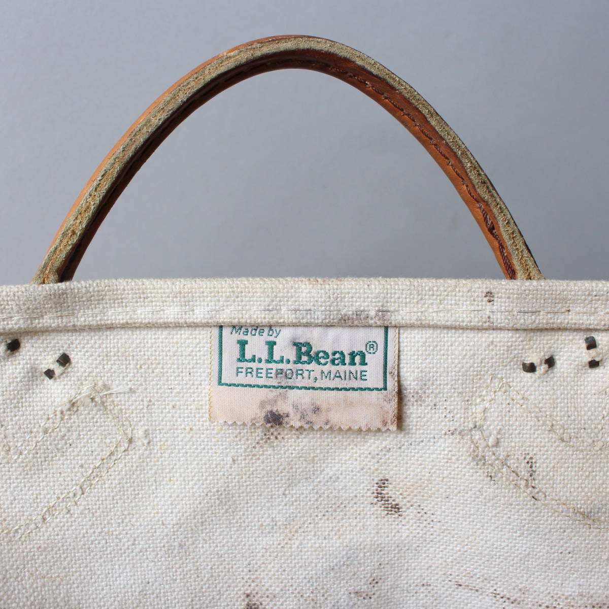 レア 1980s LL Bean ヴィンテージ 松ぼっくり キャンバストートバッグ 柄物 USA アメリカ ツール アトリエ レザー Boat and Tote ワーク_画像2