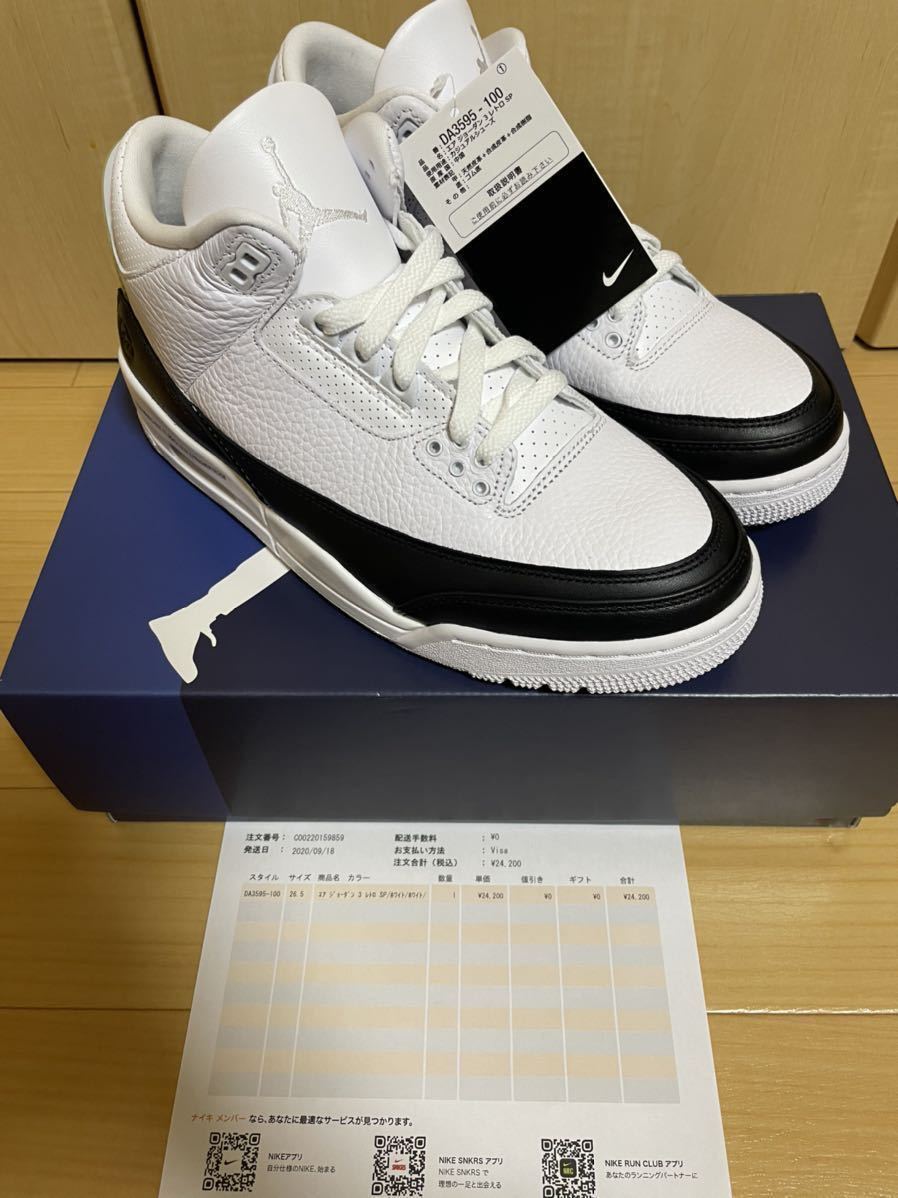 新品未使用【26.5cm】SNKRS購入 NIKE AIR JORDAN 3 RETRO SP FRAGMENT DESIGN ナイキ エア ジョーダン 3 レトロ フラグメント デザイン 全品無料 jordan air NIKE 3 新品 26.5cm retro スニーカー