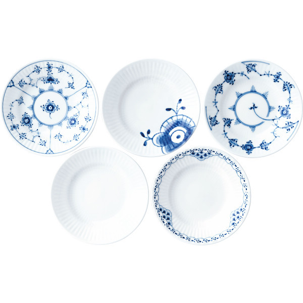 海外ブランド 新品・未使用 送料込 5柄セット ブルーフルーテッド等 激安正規品 11cm ミニプレート5柄セット ヒストリーミックス ロイヤルコペンハーゲン 食器