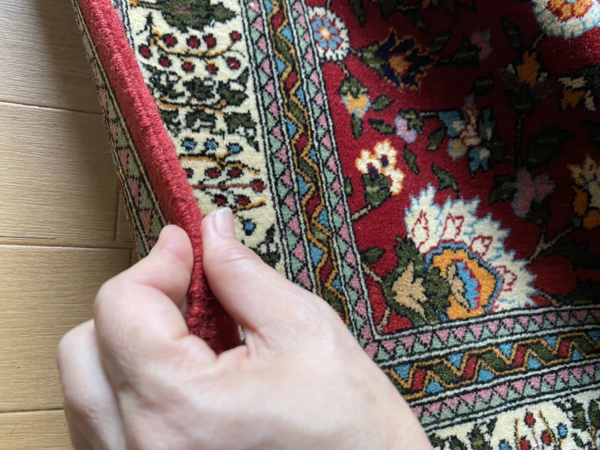 トルコ発これは美しい素敵な極上手織りヘレケ絨毯ボーダーに木々や実の細かい柄通常のヘレケより細かい1㎝７not１ランク上通関済日本発送_画像6