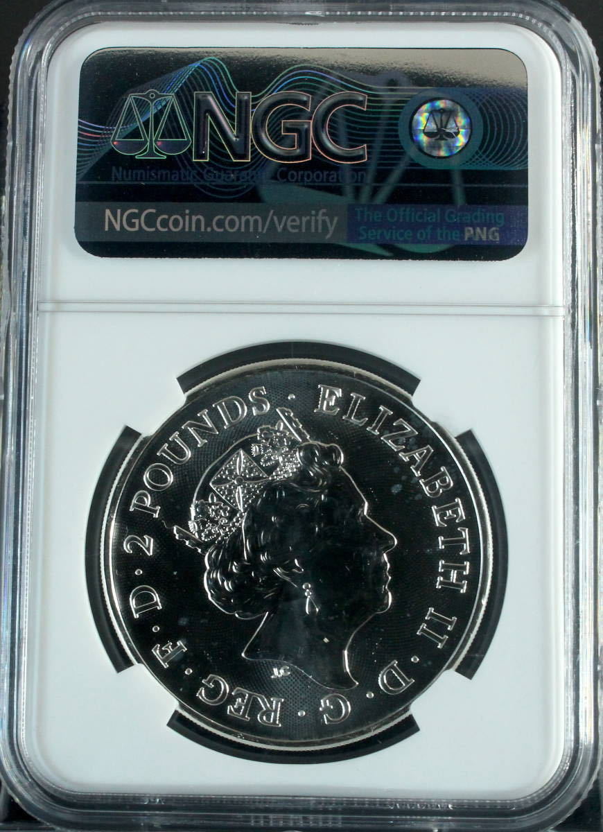 【最高鑑定】2022年《メイドマリアン》イギリス 銀貨 NGC MS69 ファーストリリース エリザベス女王/神話と伝説シリーズ ２ポンド _画像4