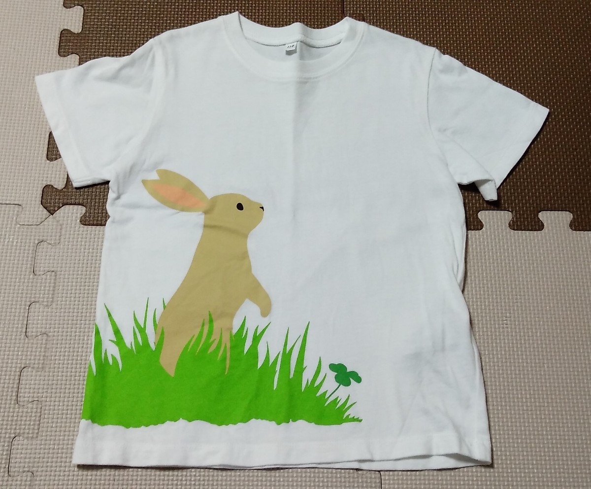 無印良品　半袖Tシャツ　ウサギ　110　100　男の子　女の子　保育園　動物プリント