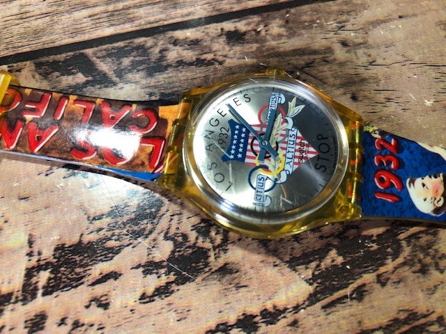 レア swatch スウォッチ AG1994 LOS ANGELES ロサンゼルス OLYMPIC オリンピック記念 STOPWATCH クオーツ メンズサイズ 腕時計_画像1