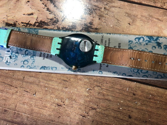 ケース有 レア swatch スウォッチ SCUBA スキューバ AG1993 水色 グリーン クオーツ メンズサイズ 腕時計_画像5