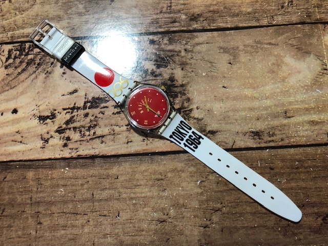  rare excellent swatch Swatch AG1994 MUSICALL Mu ji call TOKYO1964 OLYMPIC Olympic quarts men's size wristwatch 