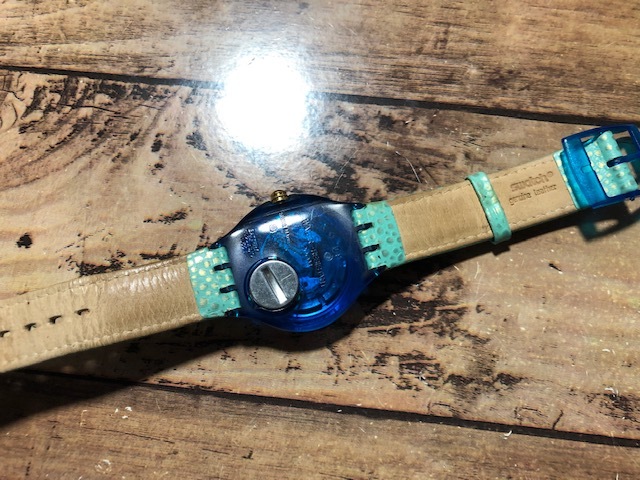  rare swatch Swatch SCUBAs cue baAG1993 light blue green turquoise quarts men's size wristwatch 