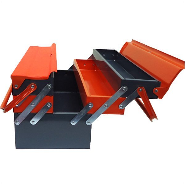 スチール工具箱 大容量 両開き型 3段 ツールボックス 42cm 橙×灰/21ч_画像8