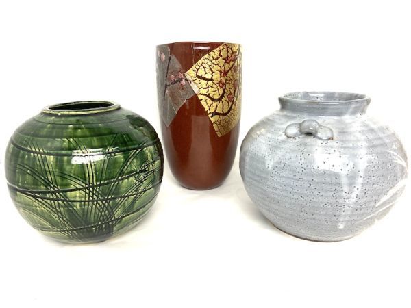 A737 1円〜 花瓶/花器 3点セット 志野焼/織部焼など 陶器/焼物 和風 