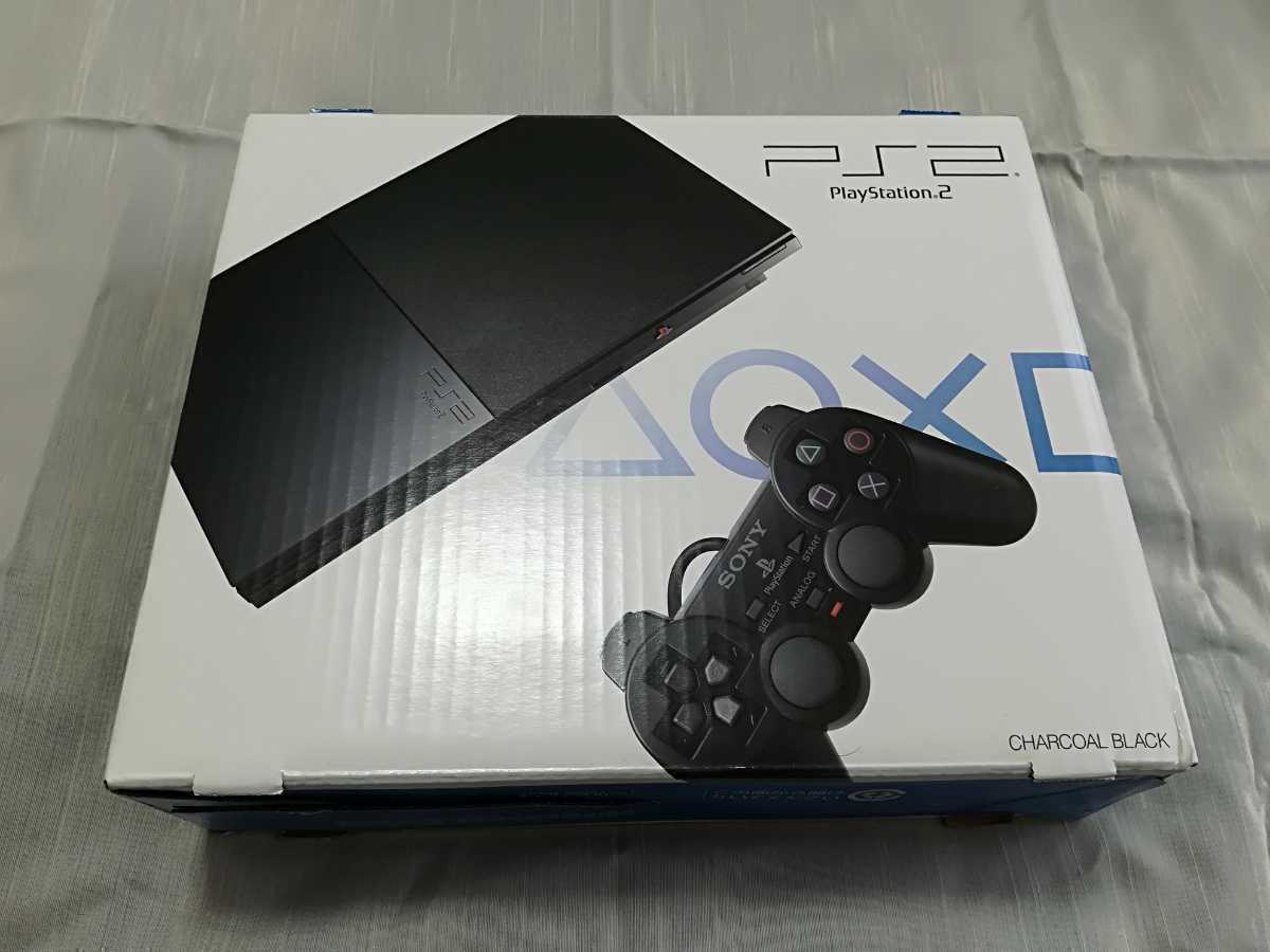 未使用品 ☆ PlayStation 2 チャコール・ブラック SCPH-90000CB 暗所