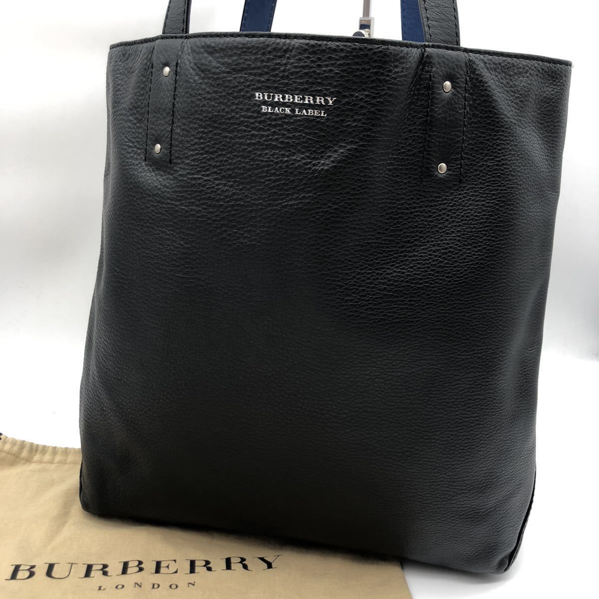 1円 【極美品 廃盤】希少ライン Burberry バーバリーブラックレーベル トートバッグ ビジネス A4◎ リバーシブル レザー メンズ ホースロゴ_画像1