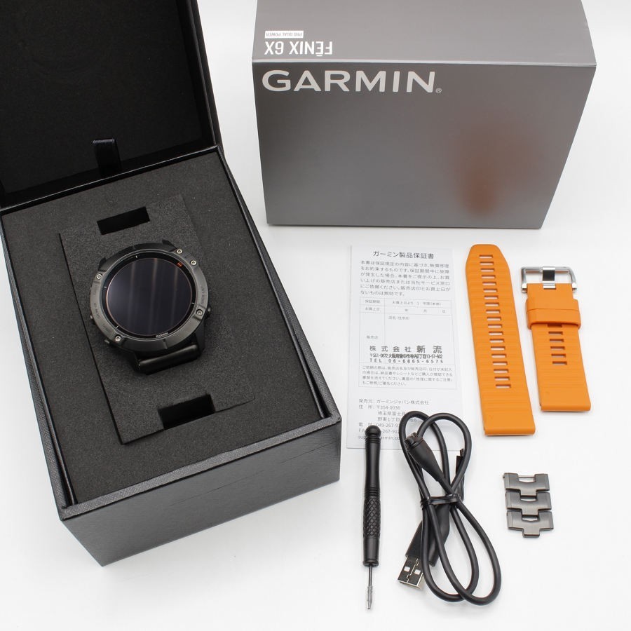 美品】Garmin fenix 6X Pro Dual Power Ti Black DLC Titanium band