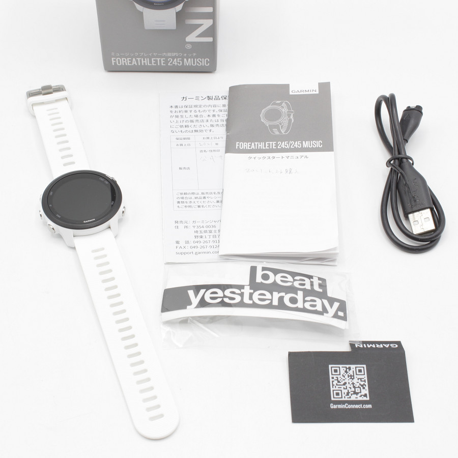 美品】Garmin ForeAthlete 245 Music White Black 010-02120-71