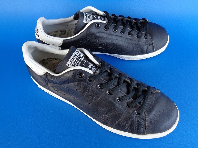 11222■95年製 adidas stansmith アディダス スタンスミス 黒 レザー 顔つき 27.5 cm 品番 079701 ビンテージ スーパースター_画像2