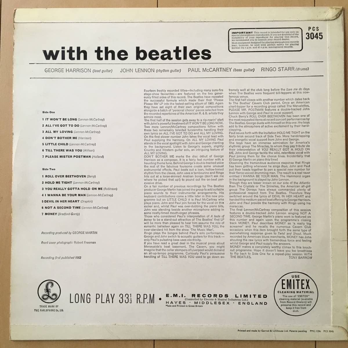 必殺の英原盤 with the beatles UK 2nd press PARLOPHONE PCS 3045 _画像4