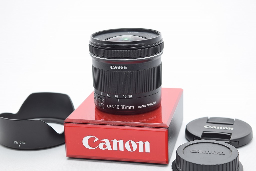 良品☆Canon キヤノン EF-S 10-18mm F4.5-5.6 IS STM☆レンズフード付