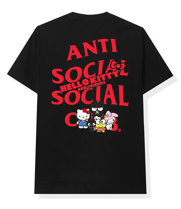 本命ギフト and Kitty Hello Tシャツ ハローキティ (アンチソーシャルソーシャルクラブ) AntiSocialSocialClub Friends (2XL) Tee Black ASSC x イラスト、キャラクター