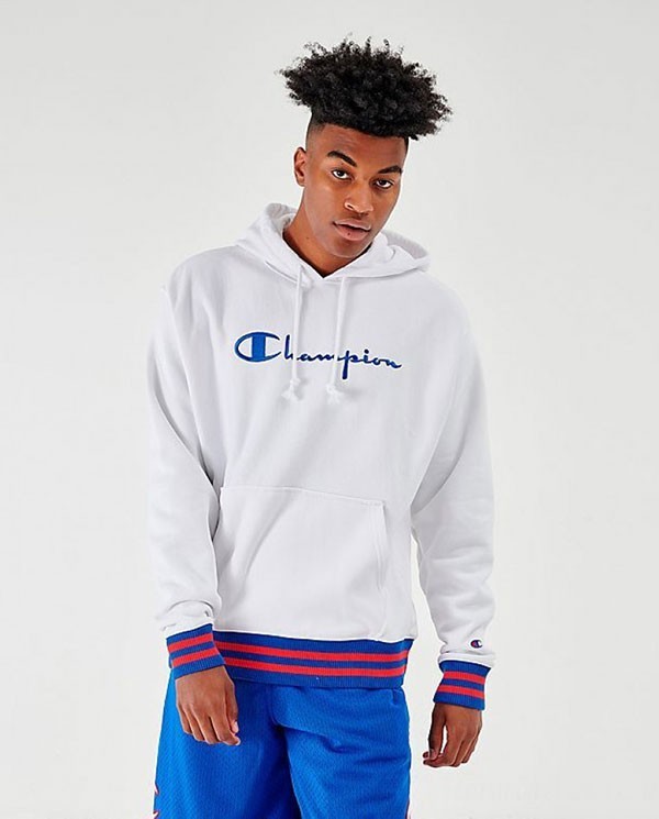 CHAMPION (チャンピョン) US パーカー プルオーバー Champion Rib Trim White Hoodie (B品)_画像6