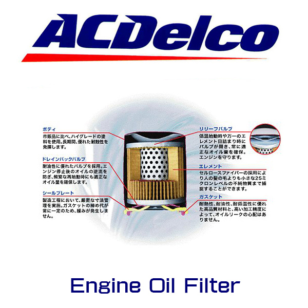 ACデルコ エンジンオイルエレメント/PF61E/アメ車/GM車/ハマー/セビル/ブレイザー_画像2