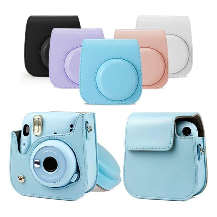 チェキ instax mini ケース 肩掛け 水色 パステルカラー 可愛い ライト